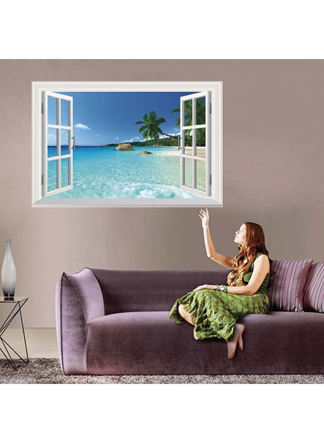 3D Window Sea View Wall Sticker Multicolor 60x90cm - Image 2