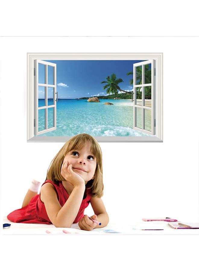 3D Window Sea View Wall Sticker Multicolor 60x90cm - Image 3