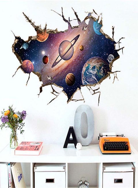 Creative Visual 3D Effect Universe Planet Printed Wall Sticker Multicolour 60x90cm