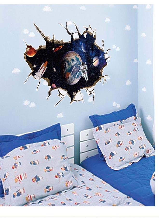Creative Visual 3D Effect Universe Planet Printed Wall Sticker Multicolour 60x90cm