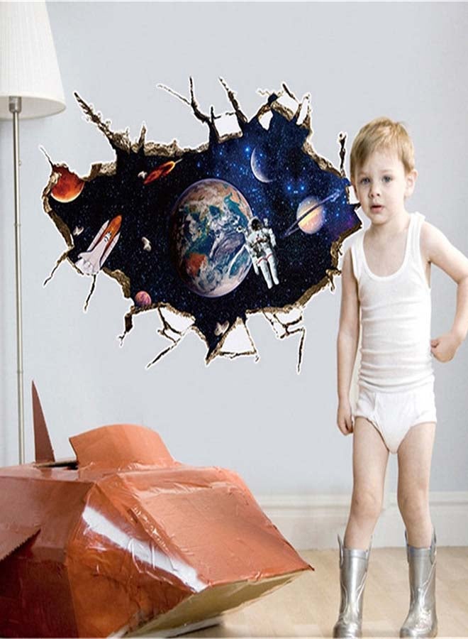 Creative Visual 3D Effect Universe Planet Printed Wall Sticker Multicolour 60x90cm