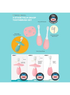 Marcus & Marcus Palm Grasp Toddler Training Toothbrush-Pink  - Image 4