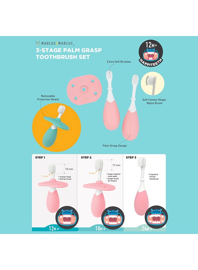 Marcus & Marcus Palm Grasp Toddler Training Toothbrush-Pink  - Image 4