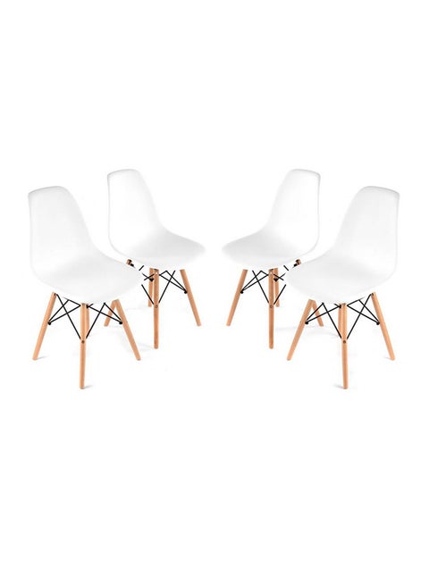 4-Piece Stylish Design Chair White/Brown