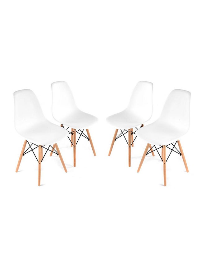 Homez - 4-Piece Stylish Design Chair White/Brown - Image 1