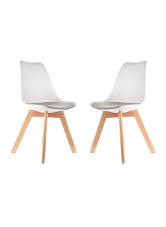 Homez 2-Piece Stylish Design Chairs White/Brown 50.5cm  - Image 1