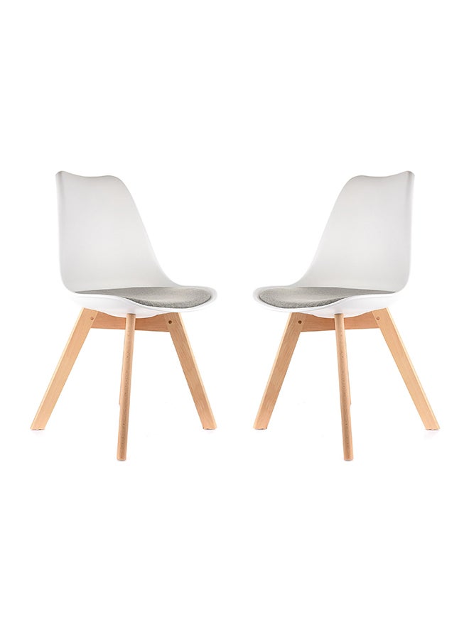 Homez 2-Piece Stylish Design Chairs White/Brown 50.5cm  - Image 1