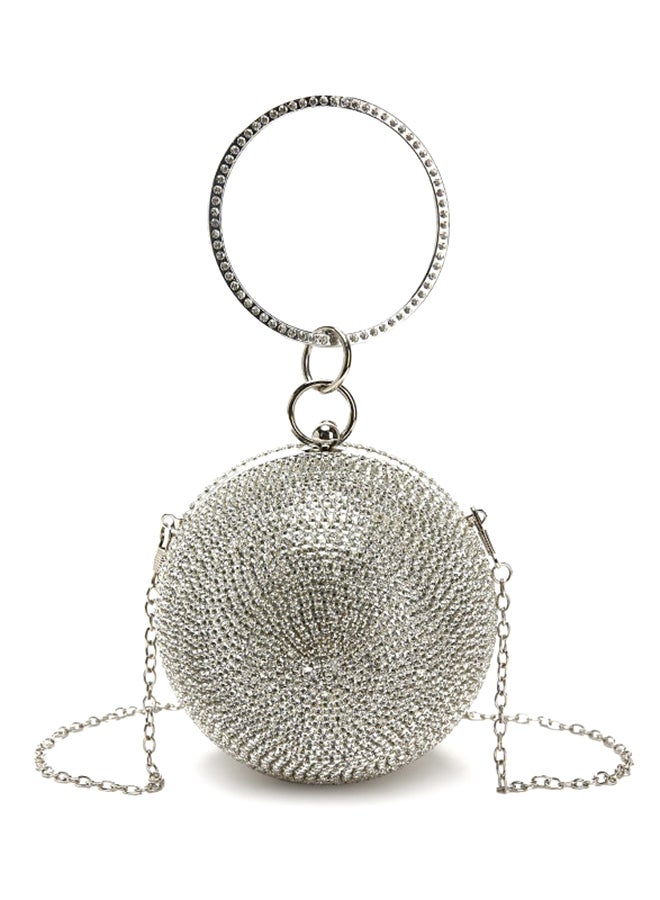 Leather Clutch Silver