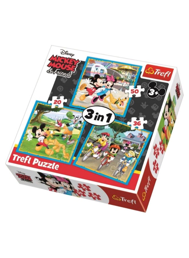 Trefl 3-In-1 Disney Mickey Mouse And Friends Jigsaw Puzzle Set 20 x 19.5cm - Image 1