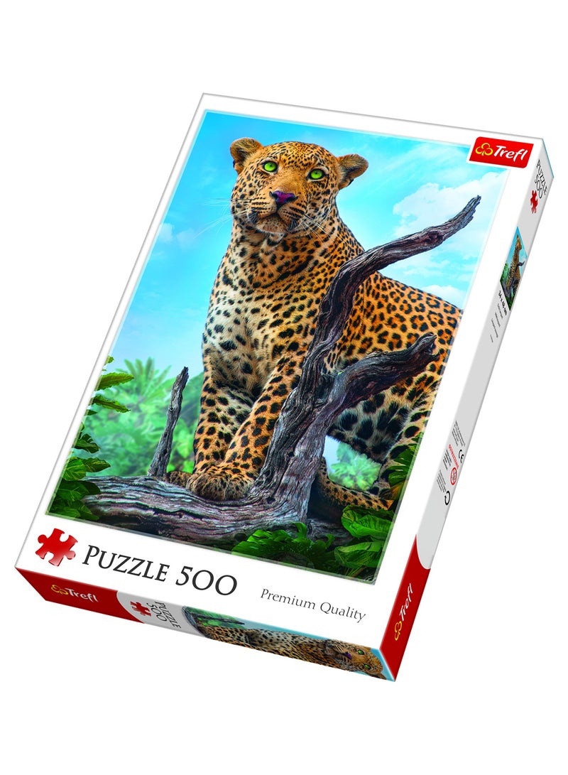 Trefl 500-Piece Premium Quality Wild Leopard Jigsaw Puzzle Set 37332 48 x 34cm - Image 1