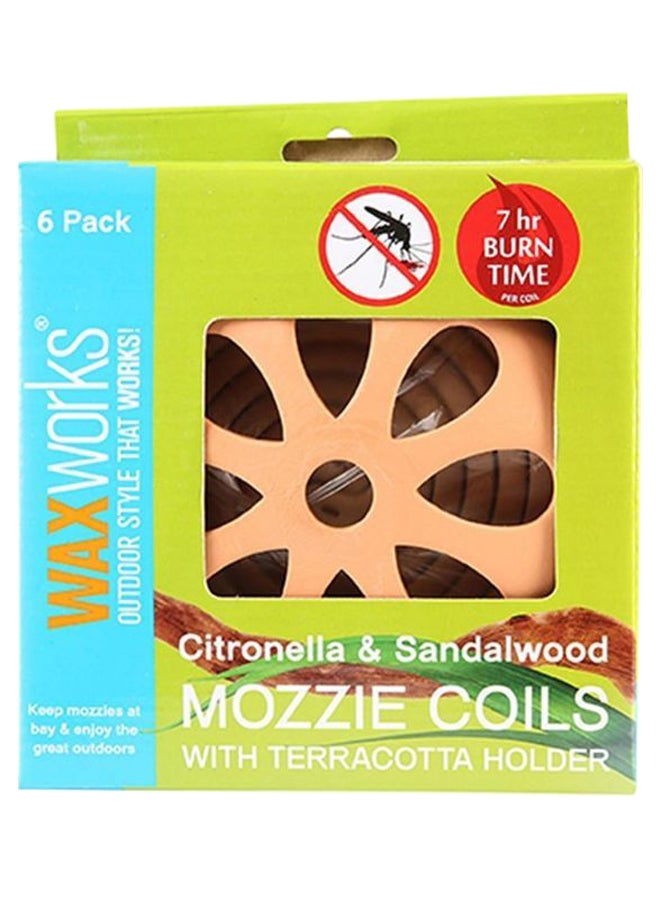 Waxworks Pack Of 6 Mozzie Coils With Terracotta Holder Brown  - Image 1