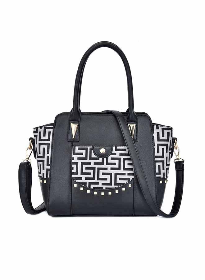 Elegant Stylish Satchel Black/White 