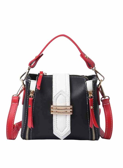 Colorblock Square Shape Tassels Pendant Versatile Bag Black