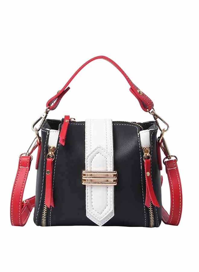 Colorblock Square Shape Tassels Pendant Versatile Bag Black