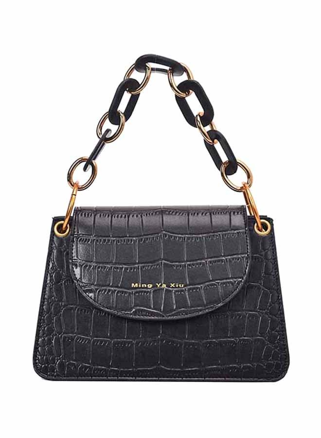 Alligator Pattern All Match Elegant Hasp Bag Black