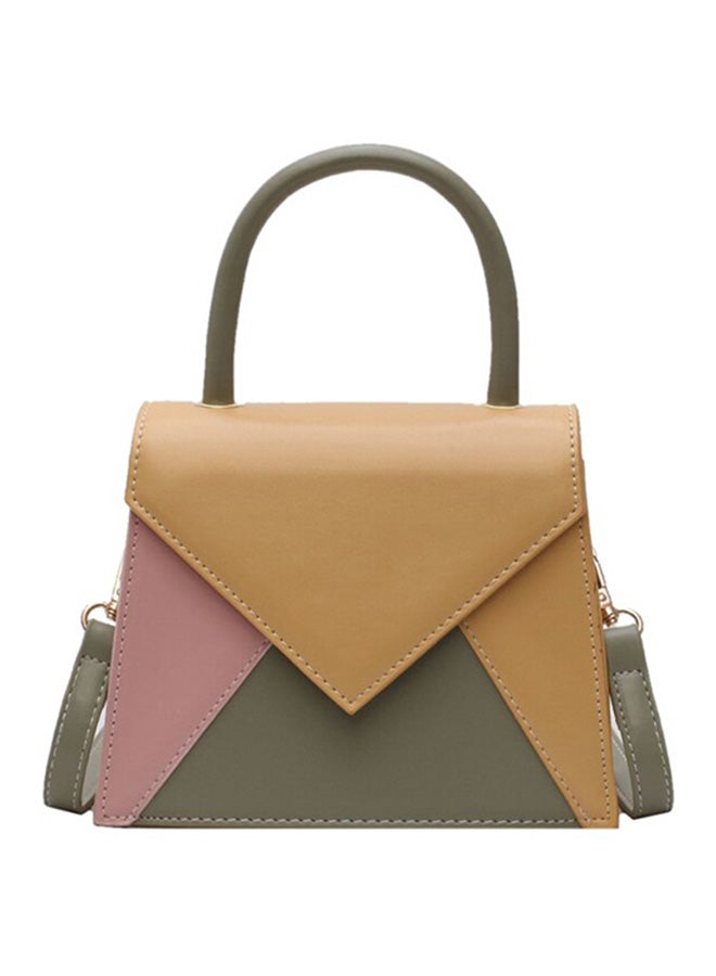 Contrast Patchwork Simple Hasp All-Match Versatile Bag Yellow/Green/Pink 