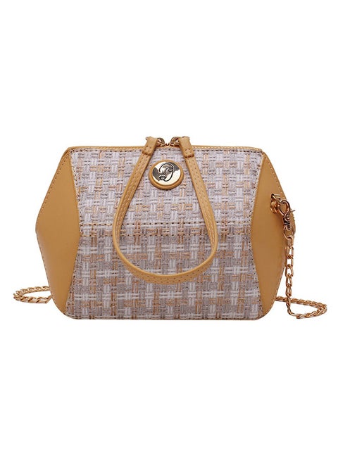 Vintage Elegant Plaid Patchwork All Match Bag Yellow/Grey