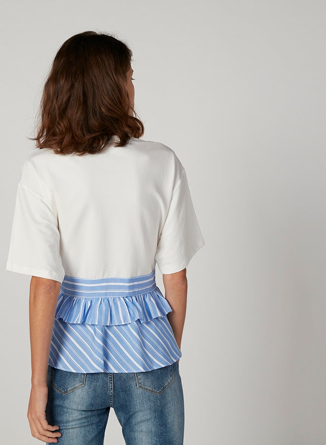 Iconic Ruffled Hem T-shirt Ivory - Image 2