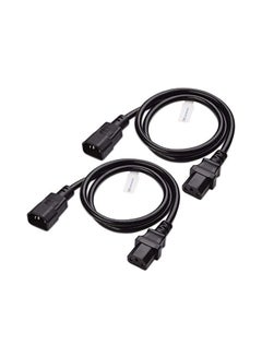 Pack Of 2 IEC C14 To IEC C13 PDU Power Cord Black