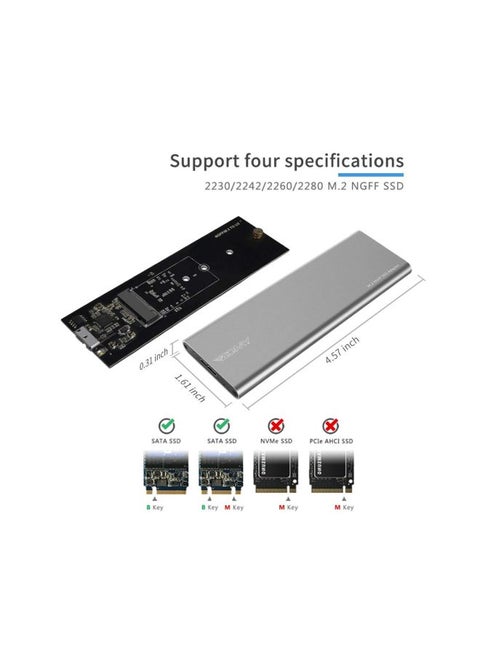 M.2 SATA SSD To USB 3.0 External SSD Reader Converter Adapter Grey
