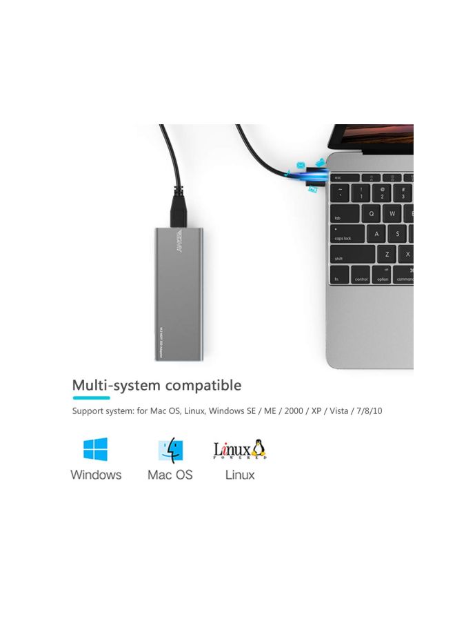 Generic - M.2 SATA SSD To USB 3.0 External SSD Reader Converter Adapter Grey - Image 1