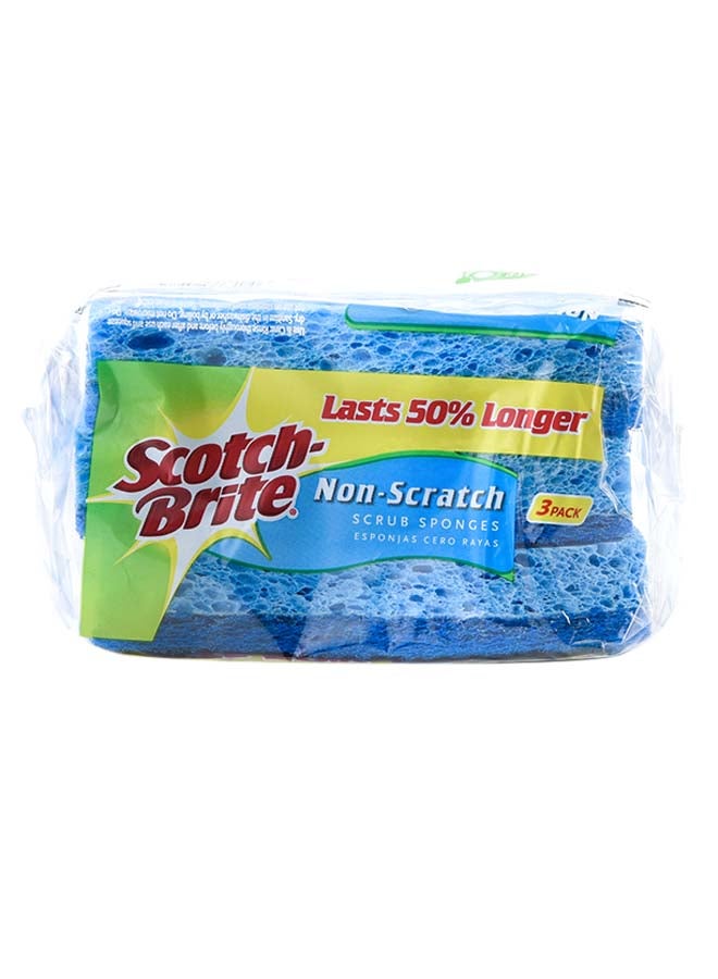 Scotch Brite - Non-Scratch Multi-Purpose Scrub Sponge Pack of 3 Blue - Image 1