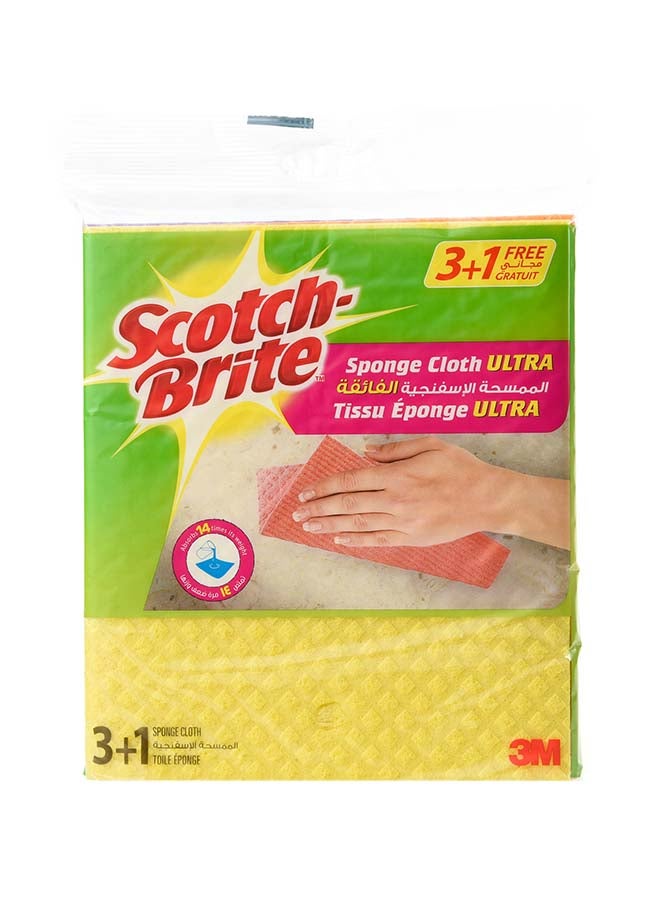 Scotch Brite - Scotch Brite Sponge Cloth Ultra, Pack Of 3+1 Free Multicolour - Image 1