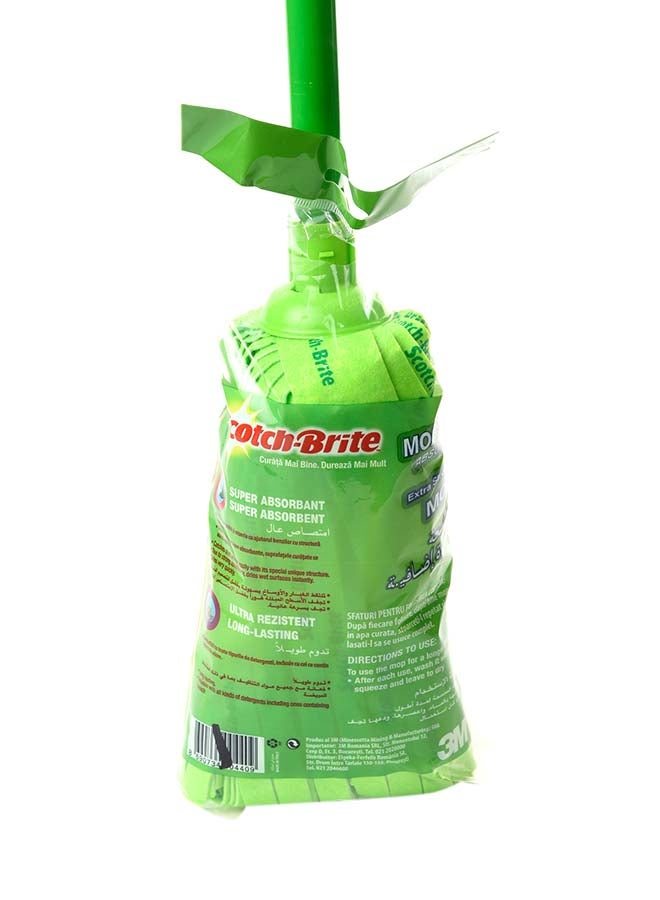 Scotch Brite Strong Floor Mop with Stick, 1 set/pack | Multiporpose | Cleaning Mop | Super Absorbent | Universal Thread Handle | indoor and outdoor surfaces | Clean up messes/spills | All Floors Green - Image 4