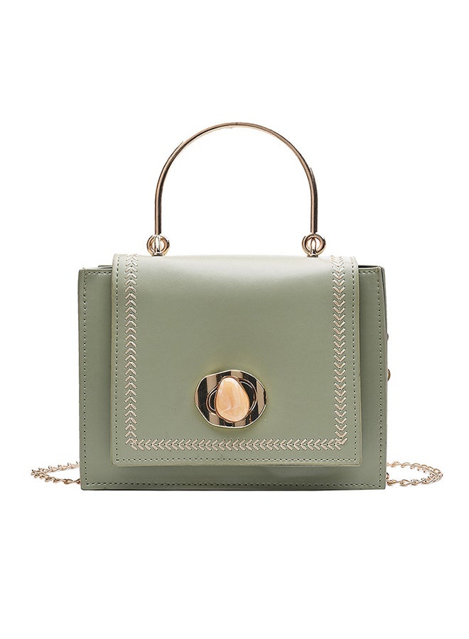 Elegant Metal Handle Hasp Crossbody Bag Green