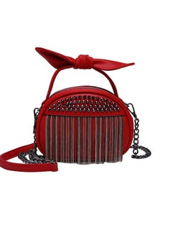 Rivet And Bow Decoration Fashion Bag Red