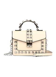 Rivets Design Stylish Crossbody Bag White/Silver