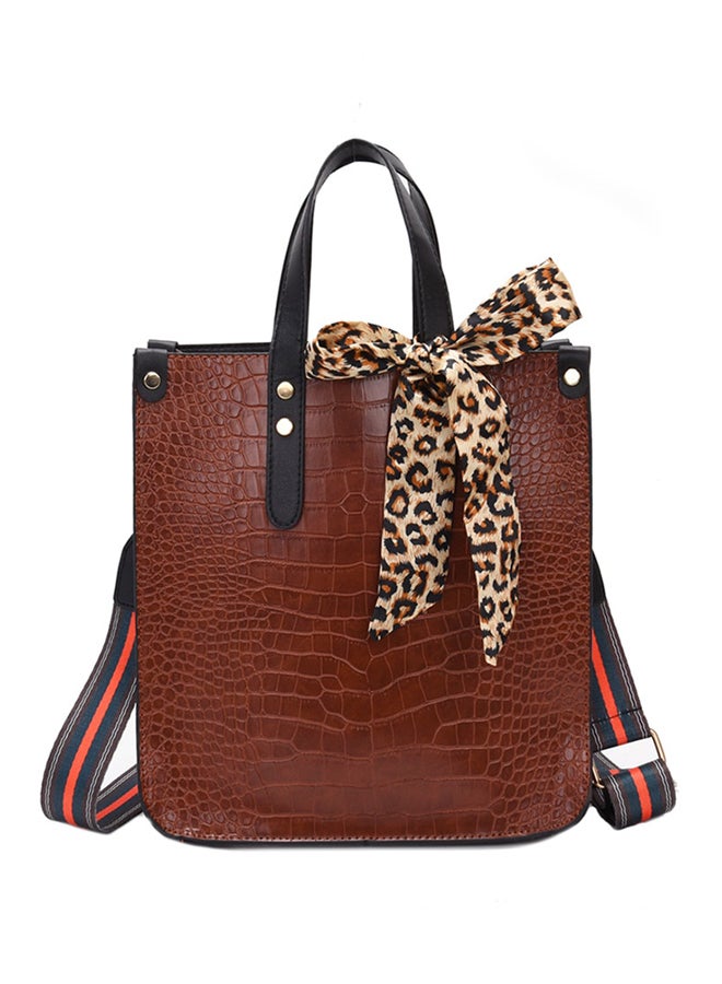 Bow Decor Solid Colour Crossbody Bag Brown