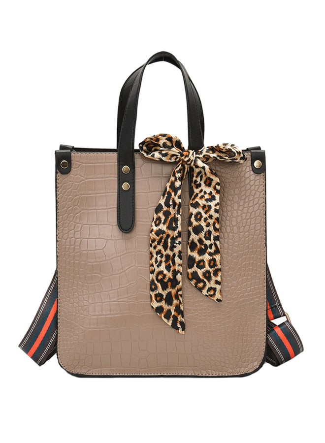 Bow Decor Solid Colour Crossbody Bag Beige