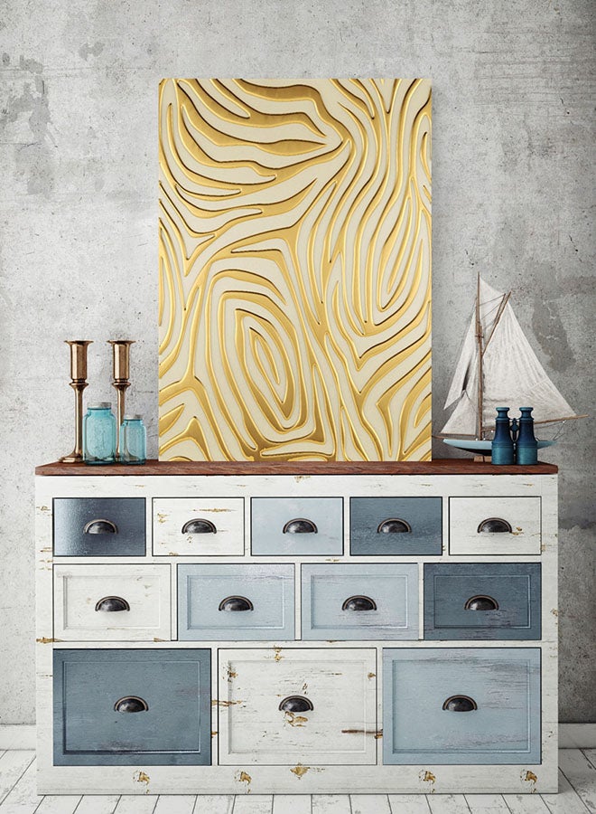 لوحة جدارية تجريدية بنمط هندسي بيج 35x35سم
