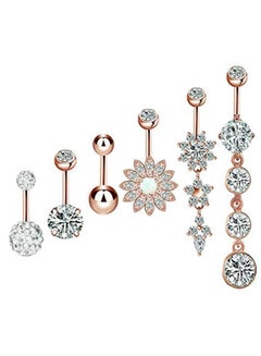 6-Piece Stainless Steel Button Belly Ring Set