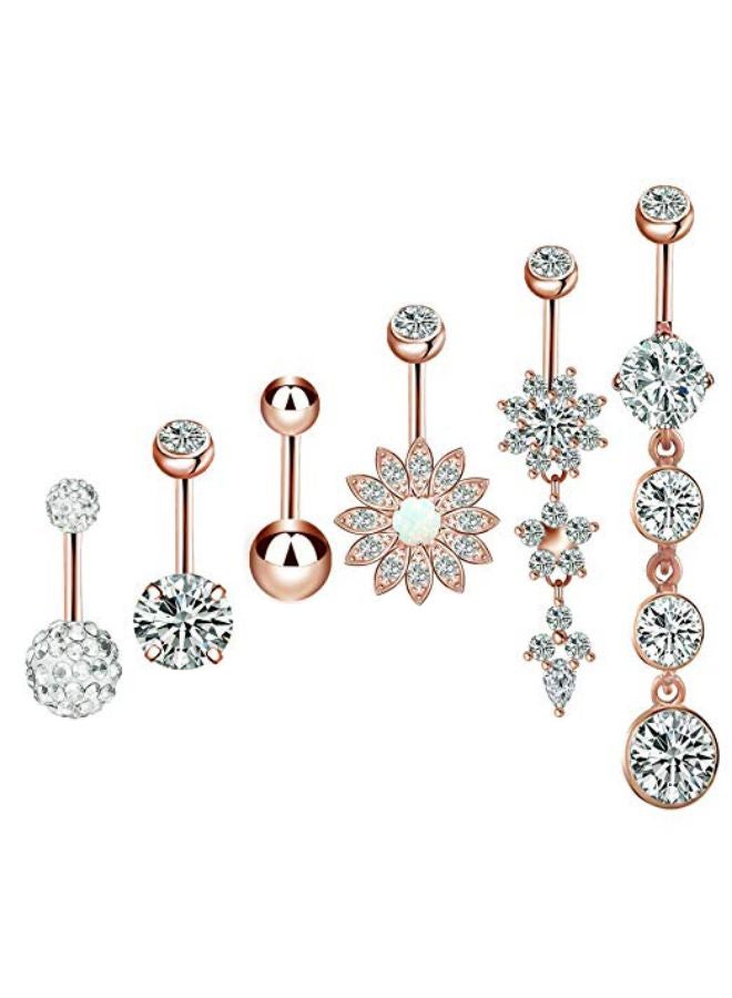 Generic - 6-Piece Stainless Steel Button Belly Ring Set - Image 1