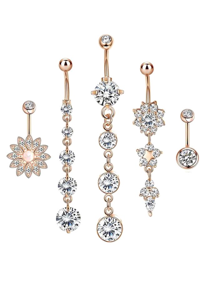 طقم حلق بطن مصنوع من الستانلس ستيل مكون من 5 قطع