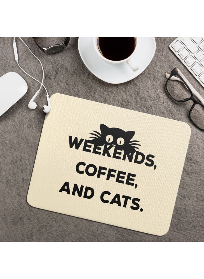 Wackylicious Animals And Pets WE Coffee And Cats Mouse Pad Beige/Black - Image 2