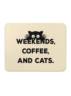 Wackylicious Animals And Pets WE Coffee And Cats Mouse Pad Beige/Black  - Image 1