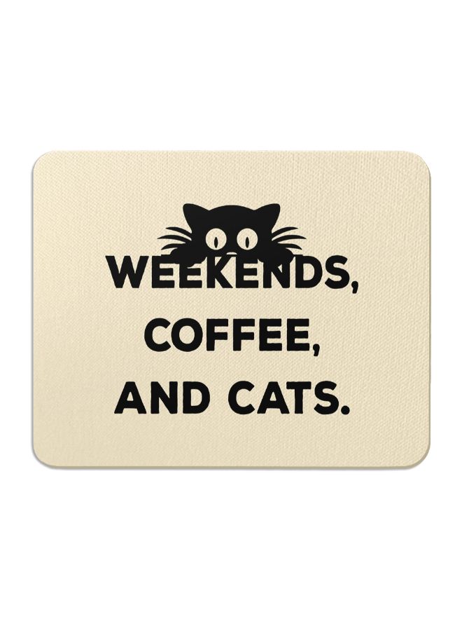 Wackylicious Animals And Pets WE Coffee And Cats Mouse Pad Beige/Black - Image 1