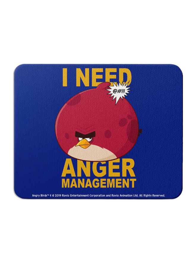 واكيليشيس لوح ماوس بطبعة عبارة "I need Management" ورسمة مستوحاة من لعبة الفيديو "Angry Birds" أزرق/أحمر - Image 1