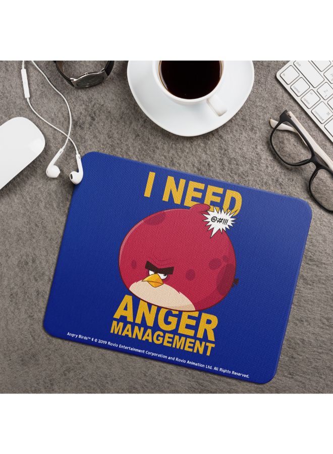 واكيليشيس لوح ماوس بطبعة عبارة "I need Management" ورسمة مستوحاة من لعبة الفيديو "Angry Birds" أزرق/أحمر - Image 2