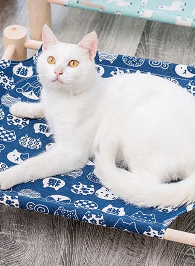 Elevated Hammock Bed For Cat Blue/White/Beige - Image 2