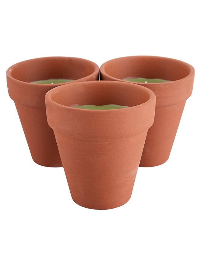 Waxworks 3-Piece Citronella Pot Set Brown/Green 90 x 95mm 