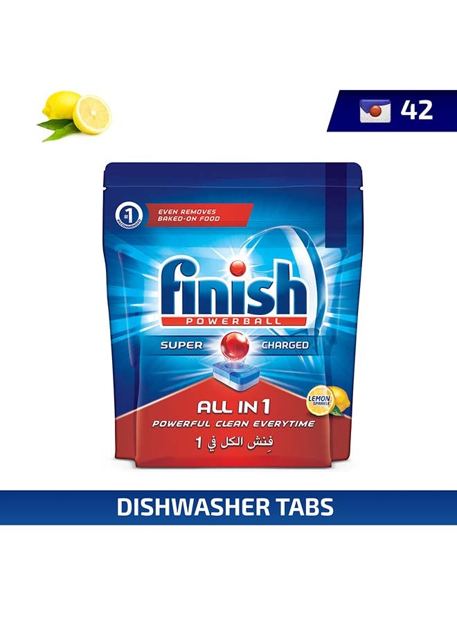 Lemon Sparkle Powerball Dishwasher Detergent All In One Max Tablets For Powerful Clean Everytime 42 Tablets