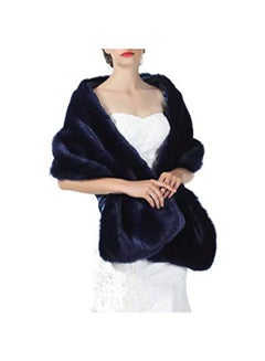 Bridal Faux Fur Shawl Navy Blue