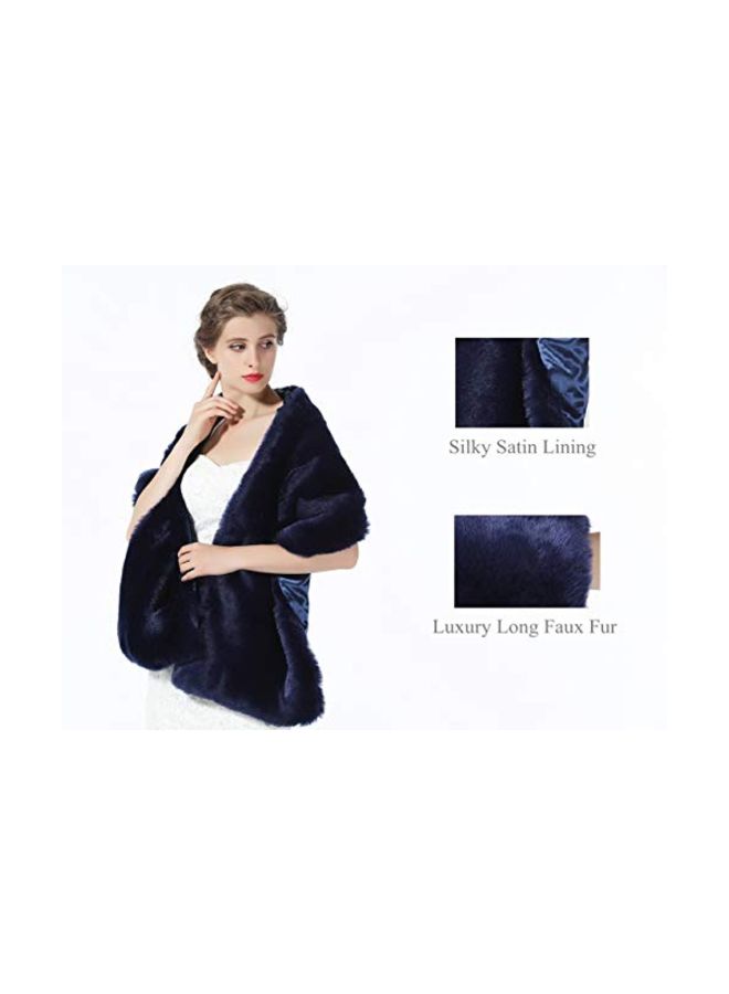 BEAUTELICATE - Bridal Faux Fur Shawl Navy Blue - Image 1