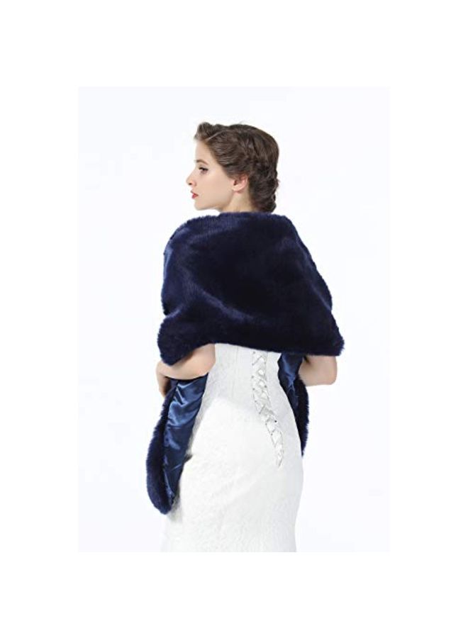 BEAUTELICATE - Bridal Faux Fur Shawl Navy Blue - Image 1