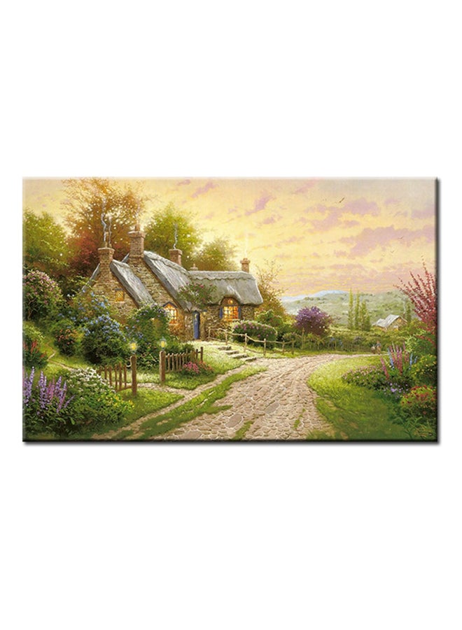 لوحة بدون إطار بتصميم منظر طبيعي أخضر 70x50سم 