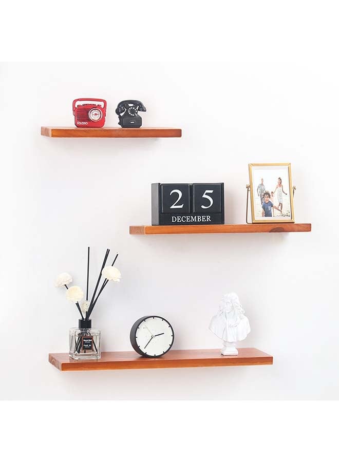 3-Piece Wood Creative Book Wall Shelf Brown 